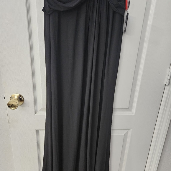 Mac Duggal Draped Side Knot Jersey Gown w/ Rhinestone Ring Black SZ 10 NWT - Picture 7 of 9